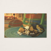 Vintage Kerstmis, Slaapende Dieren door Fireplace Visitekaartje (Voorkant)