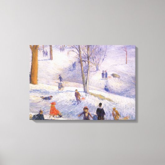 Vintage Kerstmis, Slapen, Central Park Glackens Canvas Afdruk (Voorkant)