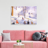Vintage Kerstmis, Slapen, Central Park Glackens Canvas Afdruk (Insitu (Woonkamer))