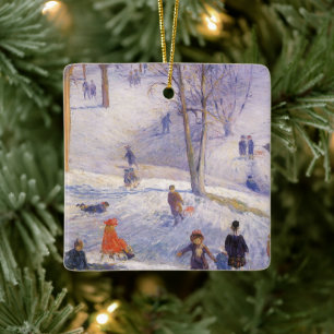 Vintage Kerstmis, Slapen, Central Park Glackens Keramisch Ornament