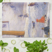 Vintage Kerstmis, Slapen, Central Park Glackens Theedoek (Gevouwen)