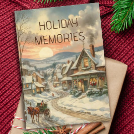 Vintage Kerstmis Sneeuw Overdekt Feestdorp Feestdagenkaart