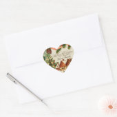 Vintage Kerstmis Sneeuw Schaatsen Gepersonaliseerd Hart Sticker (Envelop)