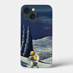 Vintage Kerstmis, Sneeuwengel die met een ster loo iPhone 13 Mini Hoesje