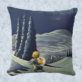 Vintage Kerstmis, Sneeuwengel die met een ster loo Kussen