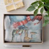 Vintage Kerstmis Sneeuwman Illustratie Tissuepapier (Geschenk)