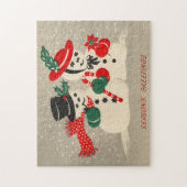 Vintage Kerstmis Sneeuwman Kerstpuzzel Legpuzzel (Verticaal)