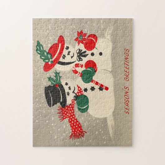 Vintage Kerstmis Sneeuwman Kerstpuzzel Legpuzzel (Verticaal)