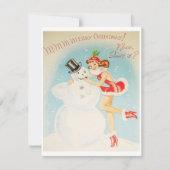 Vintage Kerstmis Sneeuwman Vakantie Kaart (Voorkant)