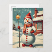 Vintage Kerstmis Sneeuwman Winter Vakantie Briefkaart (Voorkant / Achterkant)