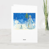 Vintage Kerstmis, Sneeuwmeisje Feestdagen Kaart (Achterkant)