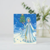 Vintage Kerstmis, Sneeuwmeisje Feestdagenkaart (Staand voorkant)