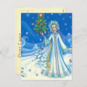 Vintage Kerstmis, Sneeuwmeisje Feestdagenkaart (Voorkant / Achterkant)