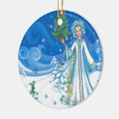 Vintage Kerstmis, Sneeuwmeisje Keramisch Ornament (Links)