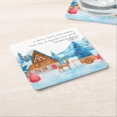 VINTAGE KERSTMIS SNEEUWRIJKE STAD ELK GEPERSONALIS KARTONNEN ONDERZETTERS (Schuin)