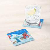 VINTAGE KERSTMIS SNEEUWRIJKE STAD ELK GEPERSONALIS KARTONNEN ONDERZETTERS (Insitu)