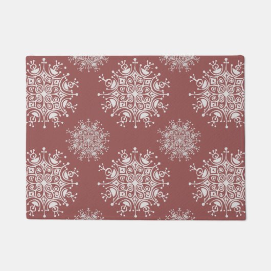 Vintage Kerstmis Sneeuwvlokken, Blizzard Patroon Deurmat (Voorkant)