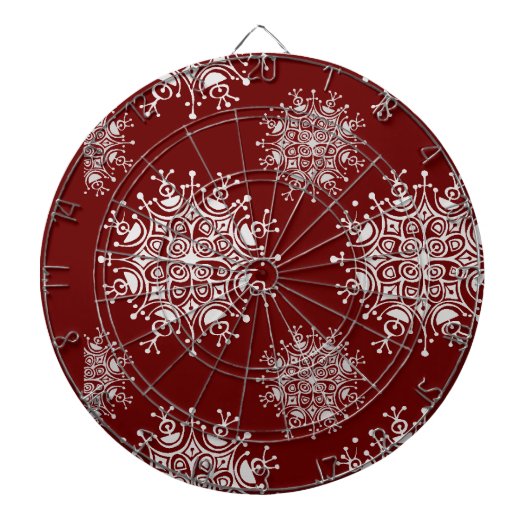 Vintage Kerstmis Snowflakes Red Blizzard Patroon Dartbord (Voorkant)