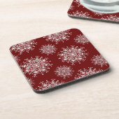 Vintage Kerstmis Snowflakes Red Blizzard Patroon Drankjes Onderzetter (Linkerzijde)
