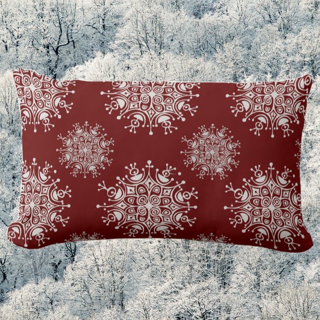 Vintage Kerstmis Snowflakes Red Blizzard Patroon Kussen (Creator heeft geüpload)