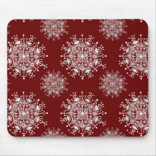 Vintage Kerstmis Snowflakes Red Blizzard Patroon Muismat