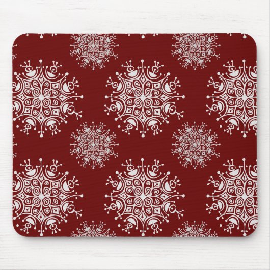 Vintage Kerstmis Snowflakes Red Blizzard Patroon Muismat (Voorkant)