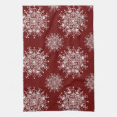 Vintage Kerstmis Snowflakes Red Blizzard Patroon Theedoek (Verticaal)