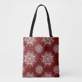 Vintage Kerstmis Snowflakes Red Blizzard Patroon Tote Bag (Voorkant)