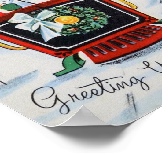 Vintage Kerstmis Snowman Familie poster (Hoek)