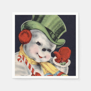 Vintage Kerstmis Snowman Holiday Papier inapkins Servet