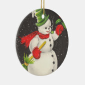 Vintage Kerstmis Snowman  Keramisch Ornament (Rechts)