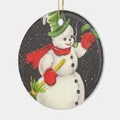Vintage Kerstmis Snowman  Keramisch Ornament (Links)