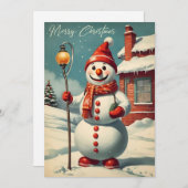 Vintage Kerstmis Snowman Winter Feestdagenkaart (Voorkant / Achterkant)