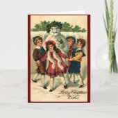 Vintage Kerstmis Snowman Winter Kaart (Voorkant)