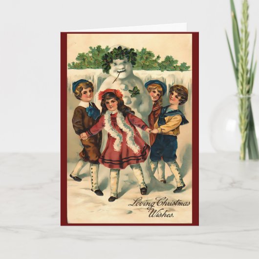 Vintage Kerstmis Snowman Winter Kaart (Voorkant)