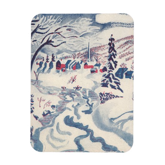 Vintage Kerstmis, Snowscape met Winter Village Magneet (Verticaal)