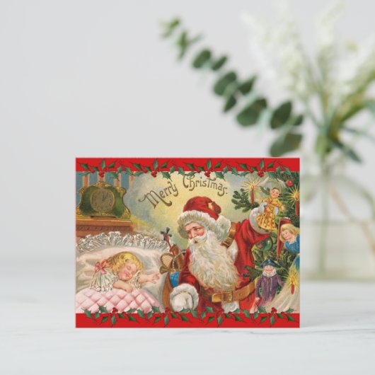 Vintage Kerstmis St. Nick Feestdagenkaart (Staand voorkant)