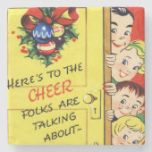 Vintage Kerstmis Stenen Onderzetter (Voorkant)