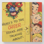 Vintage Kerstmis Stenen Onderzetter (Voorkant)