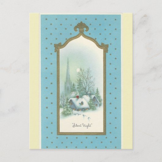 Vintage Kerstmis, stille nacht Feestdagenkaart (Voorkant)