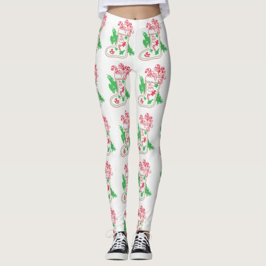 Vintage Kerstmis stoppen Leggings (Voorkant)