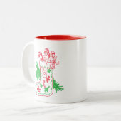Vintage Kerstmis stoppen Tweekleurige Koffiemok (Voorkant links)