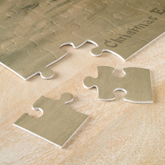 Vintage Kerstmis: Sunset Winter Landschap Legpuzzel (Zijkant)