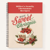 Vintage Kerstmis Sweet Cake Custom Naam Doel Notitieboek (Voorkant)