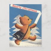 Vintage Kerstmis, Teddy, Bearly Kerstmis Feestdagenkaart (Voorkant)