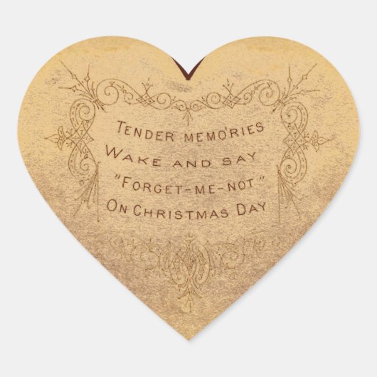 Vintage Kerstmis Tender Memories Hart Sticker (Voorkant)