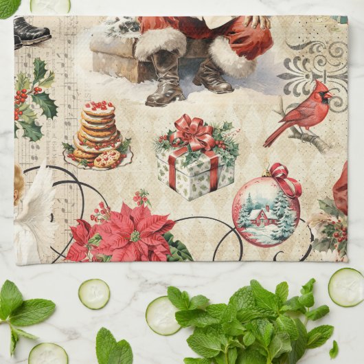 Vintage Kerstmis Theedoek (Gevouwen)