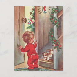 Vintage Kerstmis Themed van het Kind en van het Feestdagenkaart