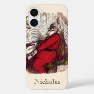 Vintage Kerstmis, Thomas Nast Santa Claus Piano iPhone 16 Hoesje