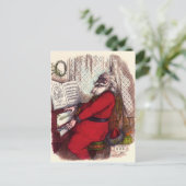Vintage Kerstmis, Thomas Nast Santa Claus Piano Feestdagenkaart (Staand voorkant)